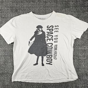 Cowboy Bepop Men's Shirt Size 2XL White Short Sleeve Anime Graphic Tee Casual